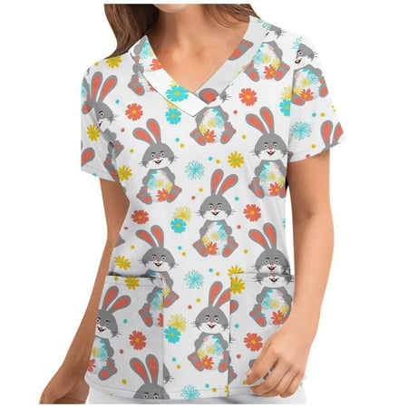

asdoklhq 2023 Womens Plus Size Clearance Women Plue Size Animal Print Casual Short Sleeve V-neck Carer Top Pink M