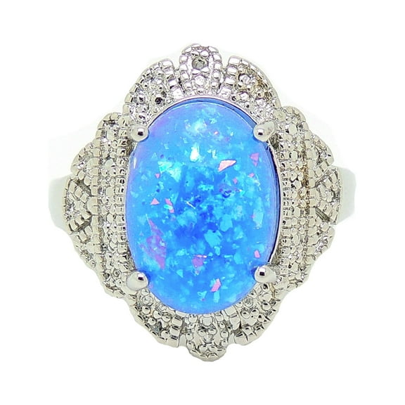 Gianna Statement Ring Oval Shape Blue Fire Opal Womens Ginger Lyne Collection