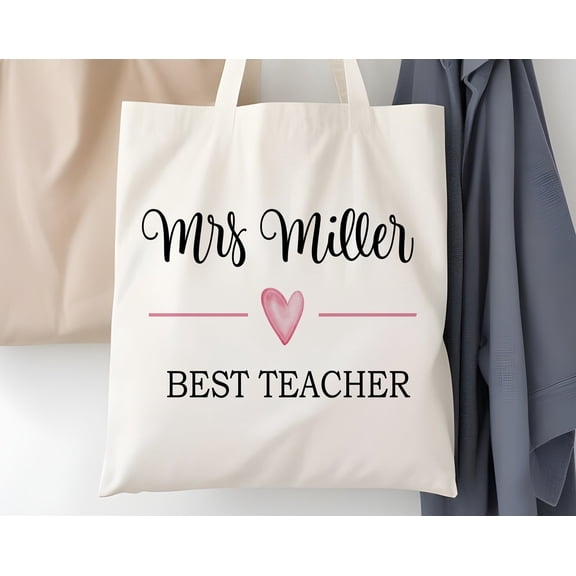 Teacher Stuff Personalized Tote Bag Custom Jute Bag with Name Initials amp Monogram Perfec