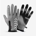 thumbnail image 2 of Guantes de ciclismo para hombre, otoño e invierno, para exteriores, resistentes al viento, cálidos, con cremallera y pantalla táctil, de terciopelo, reflectantes, para la noche, guantes de, 2 of 6