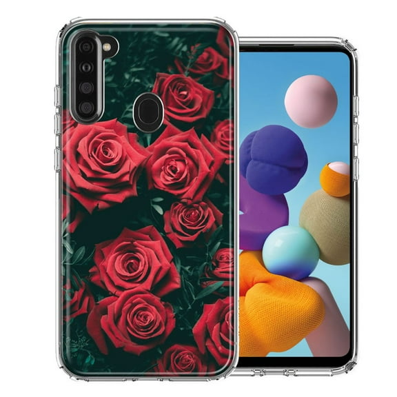 MUNDAZE For Samsung A21 Red Roses Design Double Layer Phone Case Cover