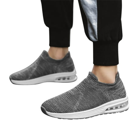 UAYOTSE Mens Slip on Shoes Casual Sneakers Canvas Lightweight Flats Working Traveling Driving Walking Shoes Grey 44