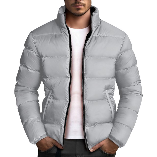 Mens Fleece Jacket, Solid Color Pocket Jacket with Warm Fleece Lining