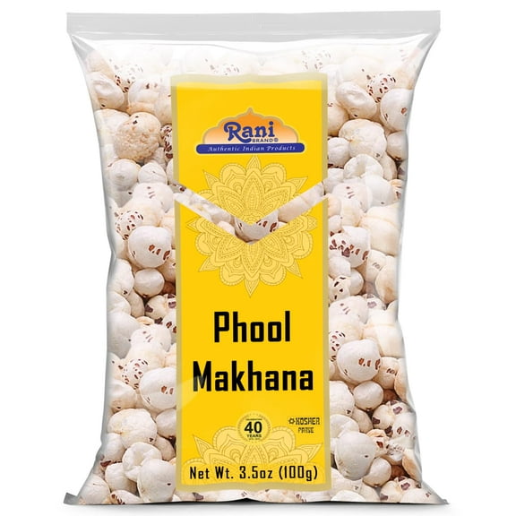 Rani Jumbo Phool Makhana (Fox Nut/Popped Lotus Seed) Plain Raw Uncooked 3.5oz (100g) ~ All Natural | Vegan | No Colors | Gluten Friendly | NON-GMO | Indian Origin
