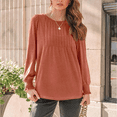 thumbnail image 2 of WQD Womens Long Sleeve Shirts Pleated Crewneck Tops Business Casual Blouses Fashion Dressy Smocked Cuffs Pullover Fall Spring Winter, 2 of 7