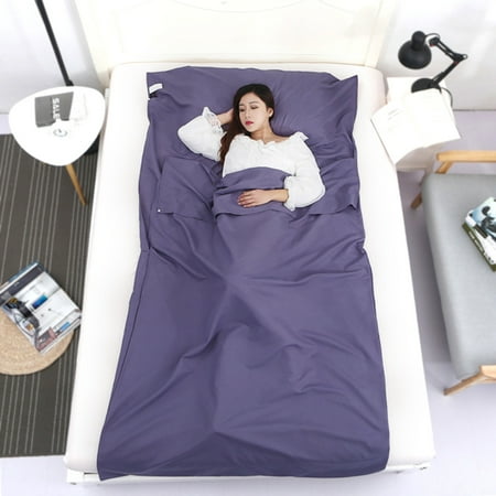 - Portable Double Envelope Quilt Sleeping Bag with Pillow Case Lightweight Pure Cotton Sleeping Bag Liner Sleep Sack Liner for Hotel Outdoor Traveling Camping Hiking 45.28x 82.68