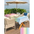 thumbnail image 5 of Rectangle Outdoor Tablecloth With Umbrella Hole And Zipper– Rainbow Minimalnist Stripe Waterproof Patio Table Cover for Party, Picnic, Backyard, 60"x84" , Candy Texture, 5 of 8