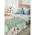 thumbnail image 5 of Twin Flat Sheet 66"x96", Boho Spring Floral Soft Lightweight Bedding Flat Sheets Only, Retro Flowers Plants Patchwork Grid Green Brushed Microfiber Top Bed Sheet, Breathable StainResistant Bedsheets, 5 of 9