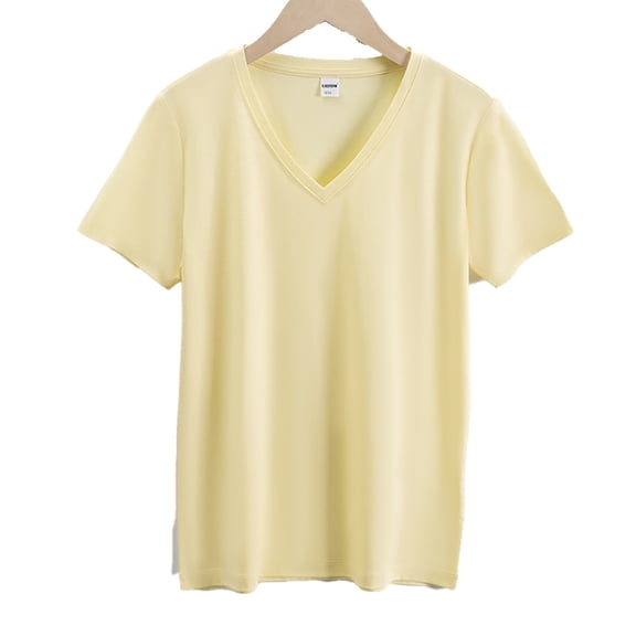 Fjuchai Women Short Sleeve T-Shirt Plus Size Tops for Summer V Neck Casual Tee Shirts Loose Soft Shirt for Womens S-XXXL