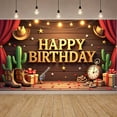 thumbnail image 3 of Western Style Banner Cowboy Elements Western Backdrop Cactus Decor Golden 3D Letters Wild West Banner for Birthday Party Western Theme Party Photo Shoot, 3 of 9