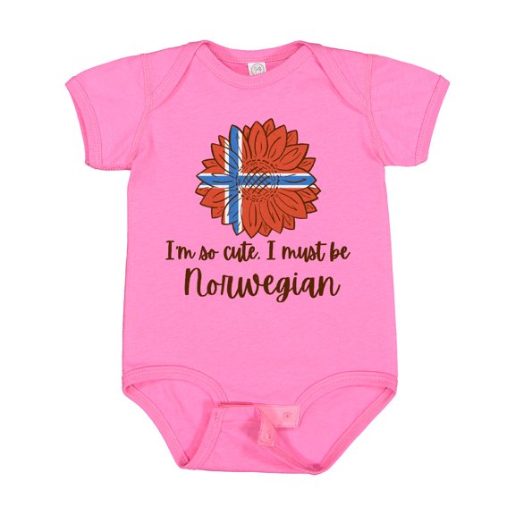 Inktastic I'm So Cute, I Must Be Norwegian Sunflower Boys or Girls Baby Bodysuit