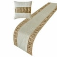 thumbnail image 4 of The HomeCentric King / Queen / Twin Brown Luxury Full 68"x18" Bed Runner WITH Two Pillow Cover, Patchwork, Pintucks Bed Scarf on Velvet fabric - Cascade Pleats, 4 of 5