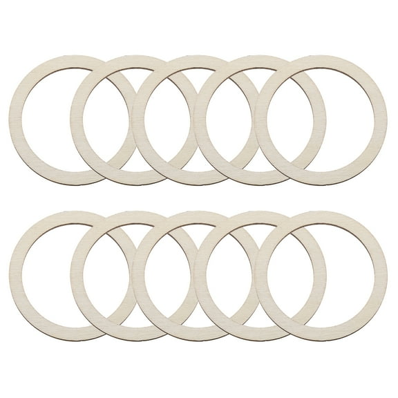 Uxcell 2 Inch Unfinished Wood Rings Natural Wooden Ring Circle Flat Round Shape Ornaments Wooden Slices, 50Pcs