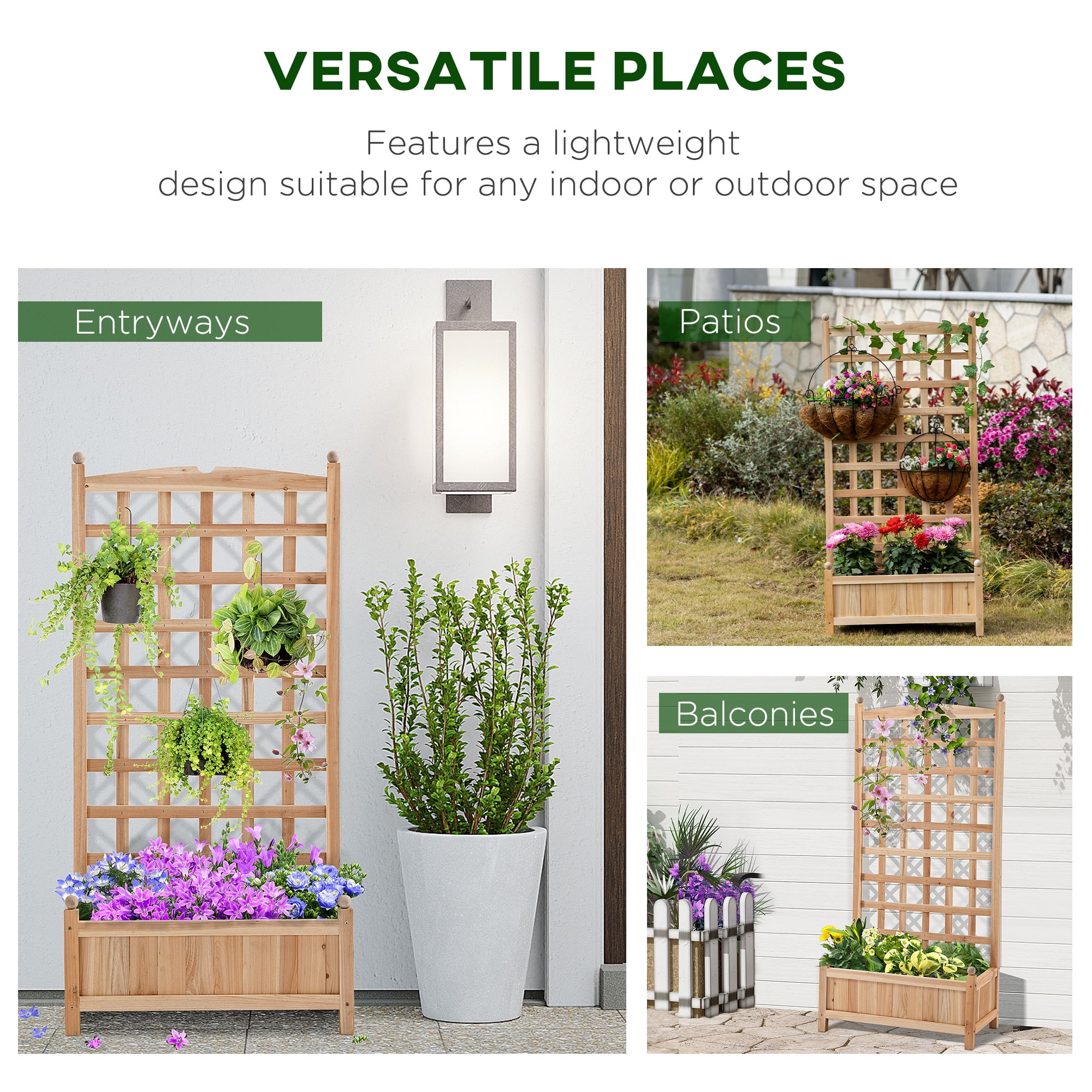 Flower Shelf Wooden Raised Garden Bed, Outdoor Planter Box