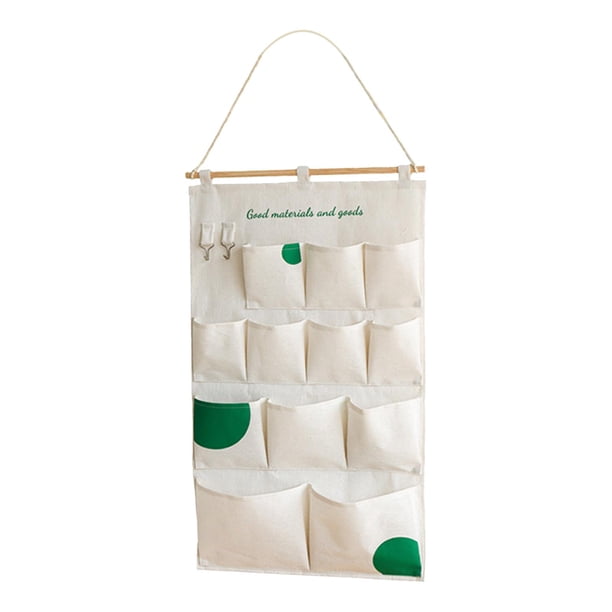 Organizador de lona multifuncional para colgar en la puerta, para colgar en la pared o en la pared 12 bolsillos verde