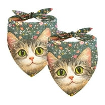 PhooArto Colorful Flowers and Cat Dog Bandanas, 2 Pack Soft Washable Pet Scarf Triangle for Large Dogs Puppies and Cats