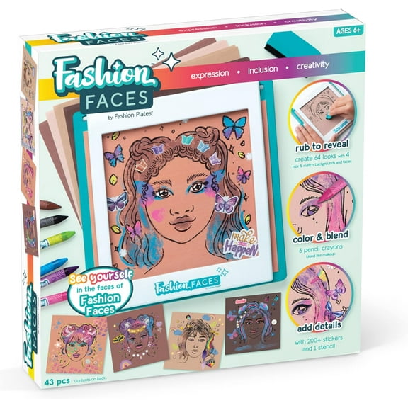 Fashion Faces – By Fashion Plates – Classic Mix-And-Match Drawing Art Set – Hairstyles And Makeup Looks – For Ages 6