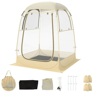 REKHH Sports Pop Up Weather Pod w/Carrying Bag, Floor Mat, Wind Rope, Stakes, Sand Bag, Outdoor Waterproof Clear View Bubble Tent for Parents Watching Events Camping, 4.2x4.2ft