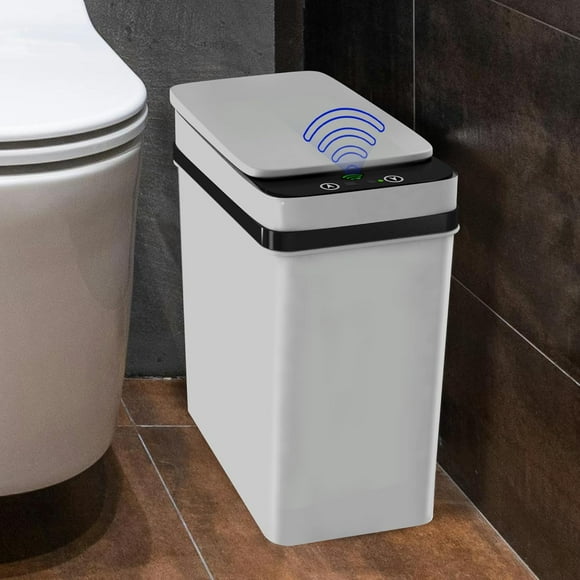 Possolutions - Automatic Trash Can (Grey) 2.3 Gallon Trash Can Waterproof Sensor with Lid Small Garbage Can Touchless Smart for Bathroom