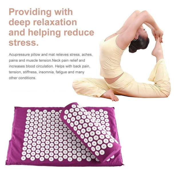 Body Head Foot Neck Massager Cushion Mat Set Acupressure Relieve Stress  Pain Aches Muscle Tension Spike Yoga Mat With Pillow 