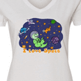 thumbnail image 4 of Inktastic I Love Space Cute Dinos and Planets Women's V-Neck T-Shirt, 4 of 5