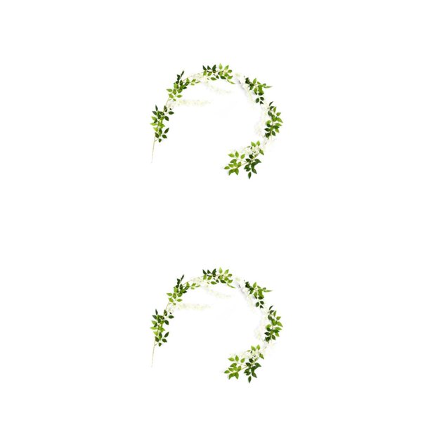 Moyic Guirnalda de flores artificiales para puerta, falsa, accesorios para el hogar, colgante colgante, accesorios de vacaciones, boda, Blanco 1.8 m 2Conjunto