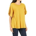 thumbnail image 2 of Women's Casual Solid Short Sleeve Flowy Stretch Comfy Loose Fit Tunic T-Shirt Top, 2 of 4