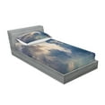 thumbnail image 2 of Ambesonne Nature Fitted Sheet & Pillow Sham Set, Rain Storm Clouds Sky, Twin, Blue White, 2 of 2