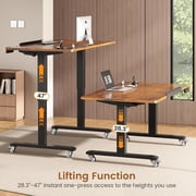 SEDETA 47 Inch Electric Standing Desk with Wheels, 180° Tiltable Foldable Computer Desk, Height Adjustable Desk for Writing, Drawing, Gaming, Sit Stand Up Desk, Perfect for Bed/Sofa/Office, Brown