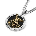 thumbnail image 3 of HZMAN St Michael The Archangel Catholic Medal Stainless Steel Amulet Pendant Necklace (Silver & Gold), 3 of 7