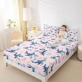 thumbnail image 3 of Erosebridal Shark Fish Queen Sheet Sets for Girl, Pink Cartoon Sealife Bed Set, 4 Pieces, 3 of 5