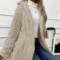 thumbnail image 3 of Women Long Cardigan Heavyweight Knit Button Sweaters Long Sleeve Fall Winter Oversized Hooded Outerwear Sweater Coat, 3 of 8