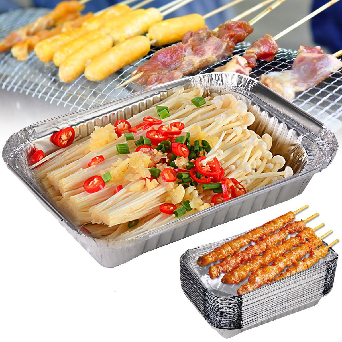 TRIANU 50Pack Aluminum Pans Disposable, 9x13“ Square Baking Pans for  Prepping, Roasting, Food, Storing, Heating, Cooking, Chafers, Catering,  Crawfish