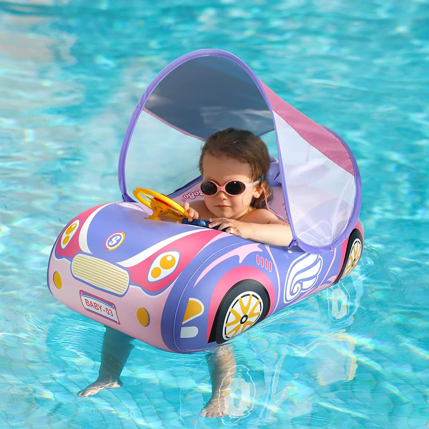 Toyoso Toddler Pool Float Inflatable Car Baby Swim Float with