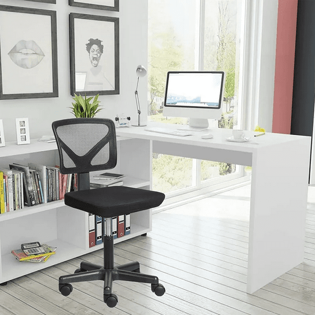 Home Office Desk Chair, Armless Mesh Computer Chair Small Space Swivel