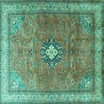 thumbnail image 1 of Ahgly Company Machine Washable Indoor Square Persian Turquoise Blue Traditional Area Rugs, 6' Square, 1 of 4