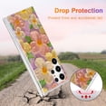thumbnail image 3 of Case for Samsung Galaxy S22 Ultra, Colorful Retro Oil Painting Print Flowers Laser Glossy Cute Exquisite Floral Blossom Phone Cover Stylish Durable TPU Protective Case for Girls Women - Pink, 3 of 17