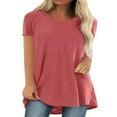 thumbnail image 1 of T-shirt à Manches Courtes pour Femmes, Hauts Grande Taille, Tunique Décontractée à Col en V, Blouse Ample, 1 of 2