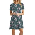 thumbnail image 1 of QIPOPIQ Robes pour Femmes à Volants Manches Courtes Imprimé Jour de l'Indépendance Robe d'Été Décontractée Robes à Blocs de Couleur Col Rond Offres 2023, 1 of 5