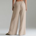 thumbnail image 6 of Ahdbta Cotton Linen Pants for Women Wide Leg Palazzo Summer Flowy Pants Elastic Waist Beach Vacation Travel Trousers with Pockets, 6 of 7