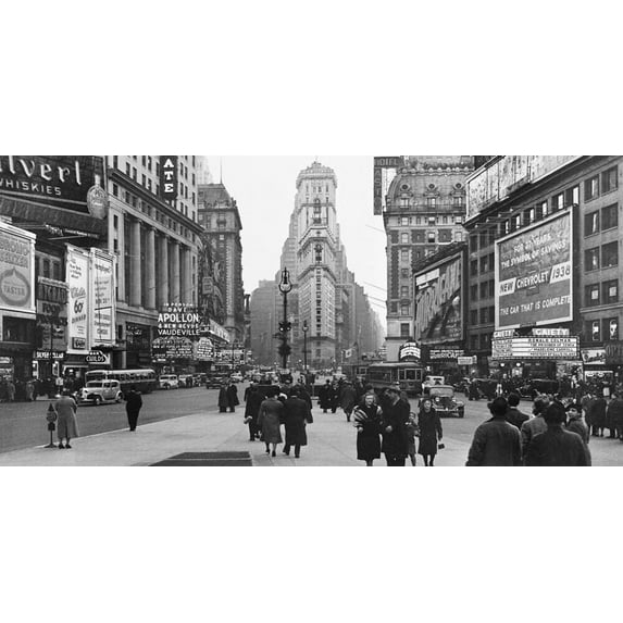 New York - Times Square (January 1938) - CANVAS OR PRINT WALL ART
