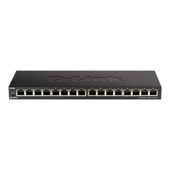 D-Link DGS 1016S - Switch - unmanaged - 16 x 10/100/1000 - desktop - DC power