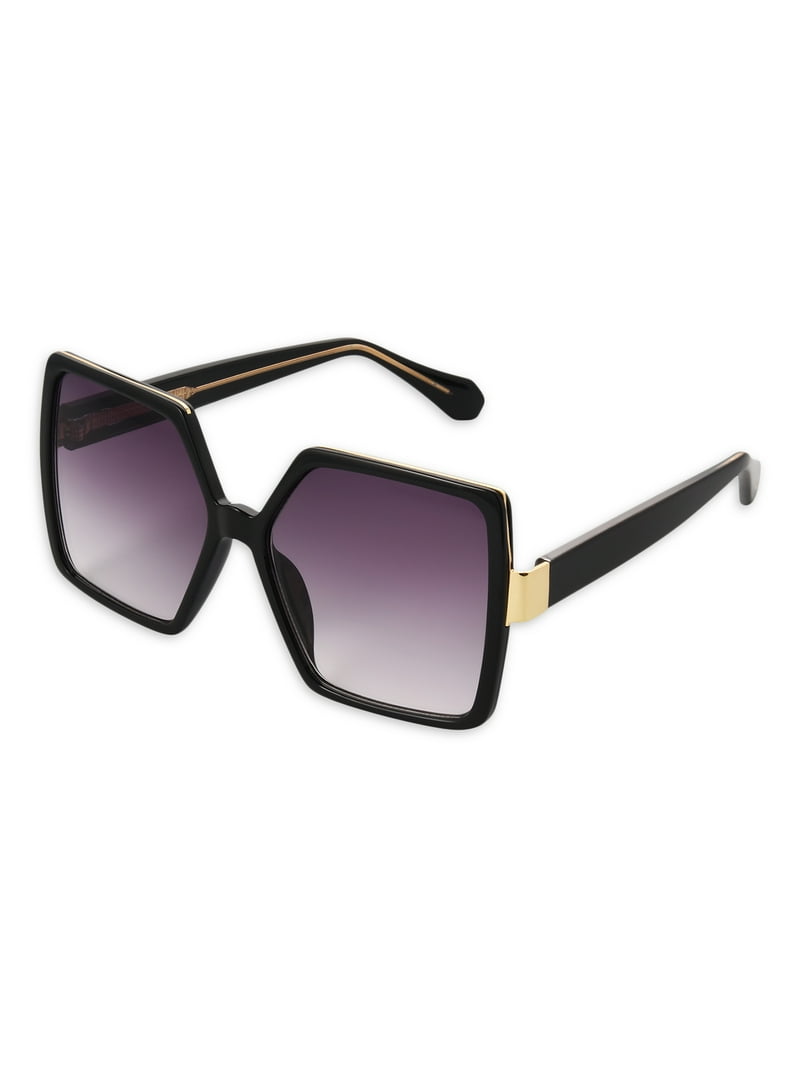 Sofia Vergara Women's Square Black Sunglasses with UVA-UVB