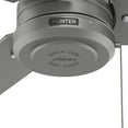 thumbnail image 3 of Hunter 44 inch Outdoor or Indoor Ceiling Fan No Light - Ceiling Fan without Light, For Patio, Porch, Garage, or Living Room, Standard Mount, 3 Blades, Pull Chain - Cassius 50256, Matte Silver, 3 of 14