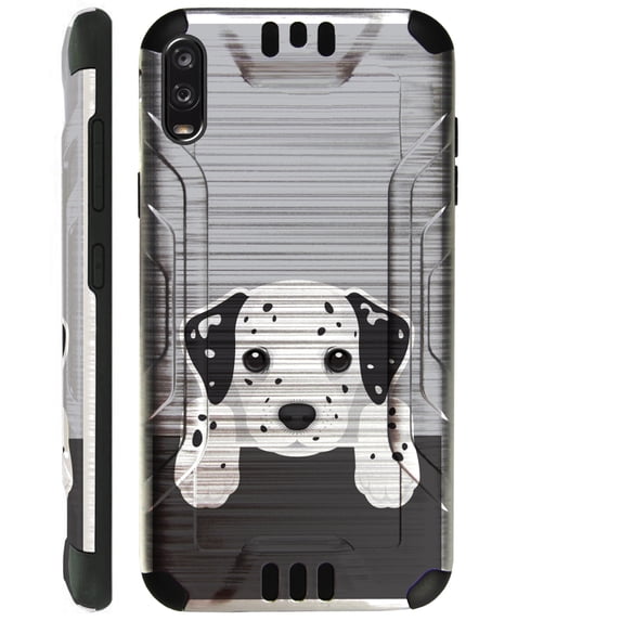 WORLD ACC Silver Guard Phone Case Compatible with TCL A2X Brushed Metal Texture Hybrid TPU Cover (Cute Dog Dalmation)