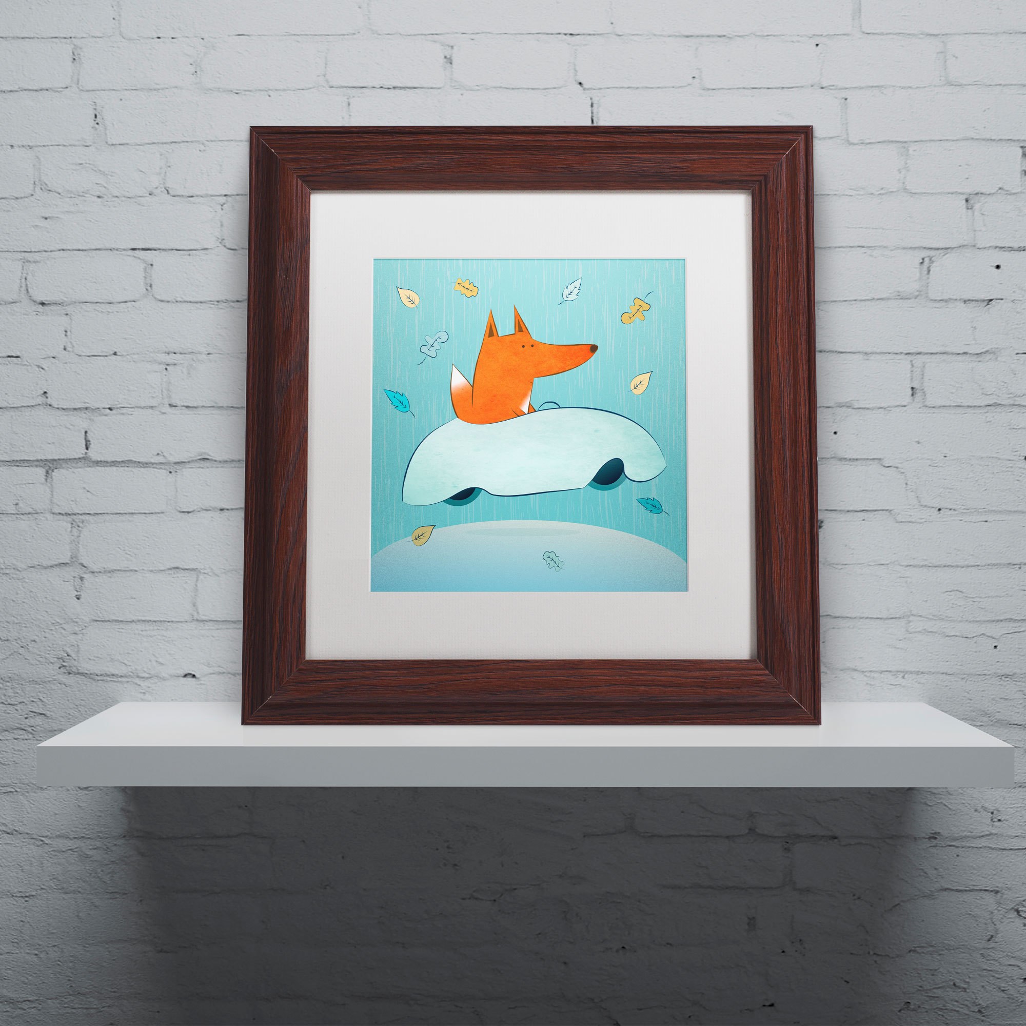 Carla Martell 'Fox in Car' Matted Framed Art