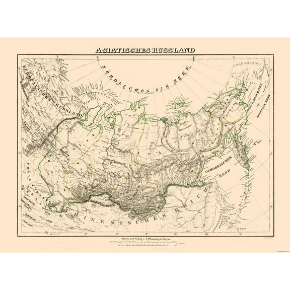 Historic Map - Russia Asian - Sohr 1875 - Vintage Wall Art