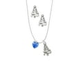 thumbnail image 2 of Delight Jewelry Blue Crystal Heart Silver tone Zig Zag Christmas Tree Charm Necklace and Stud Earrings, 2 of 4