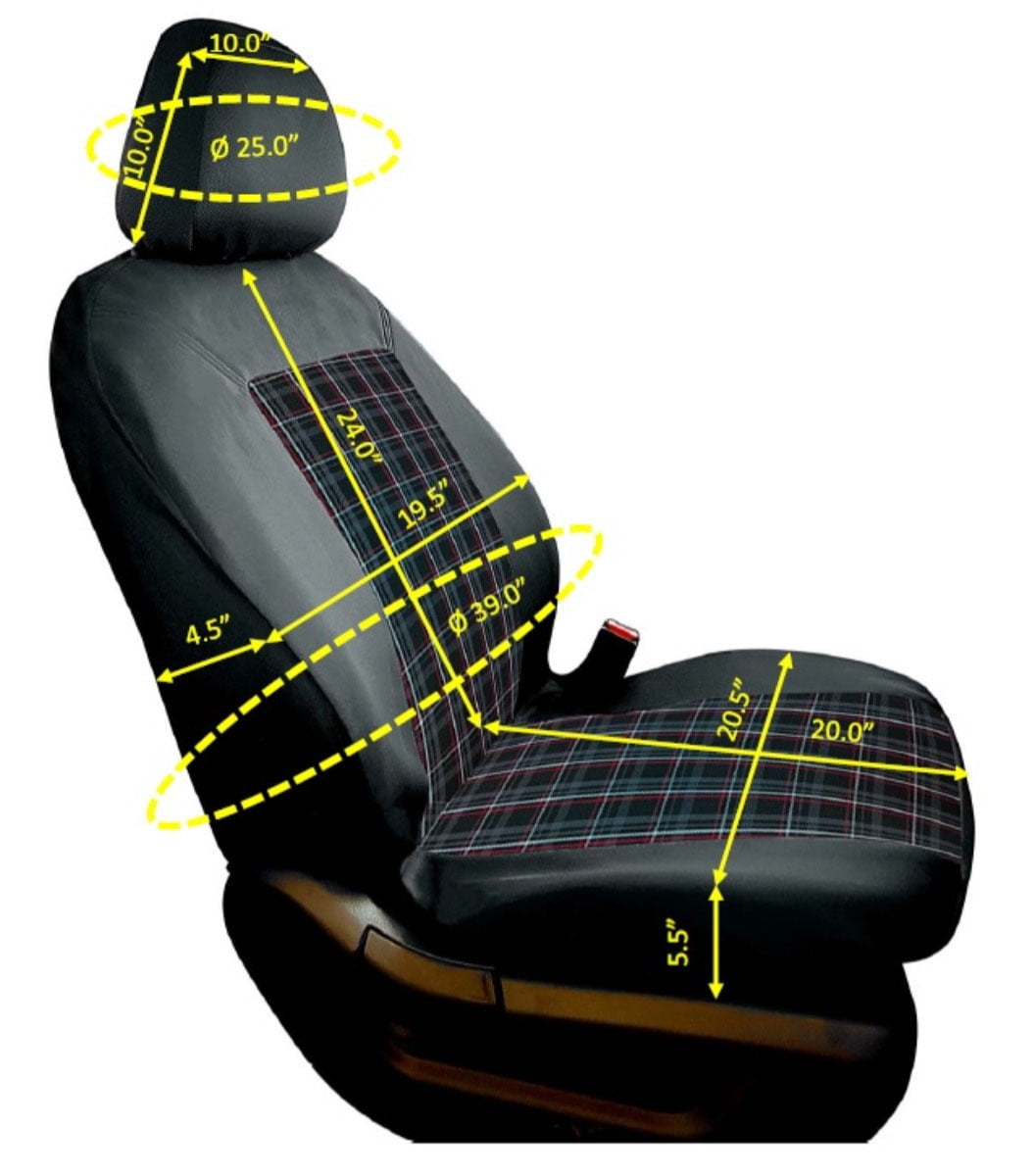 Auto Drive Plaid Polyester Car Seat Cover, 2-Pack, 22238, Fits Most Vehicles