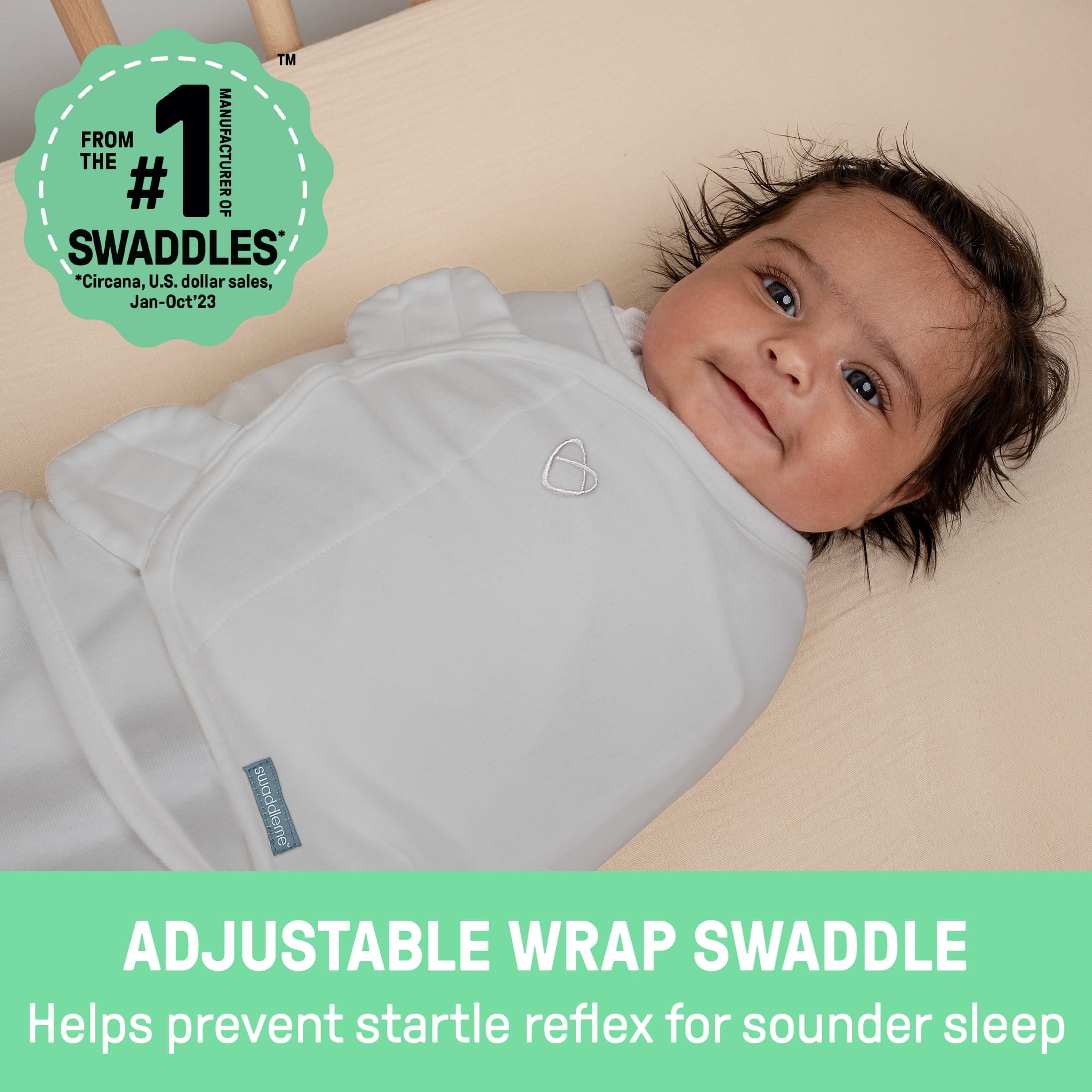 SwaddleMe by Ingenuity All Season Baby Swaddle, 1.0-2.5 TOG, Size 0-3 Months, 7-14 Pounds - Stardust
